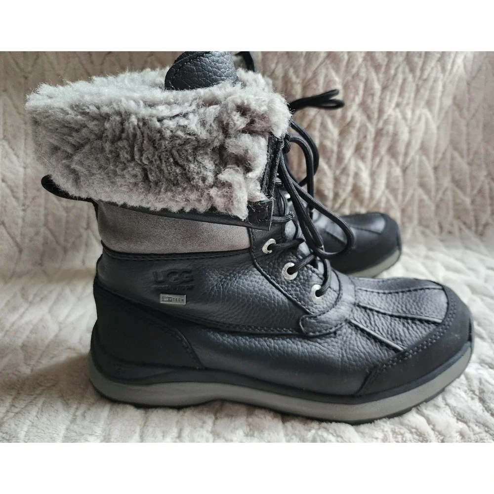 UGG Adirondack III Waterproof Black Grey Winter Boots Womens 8.5